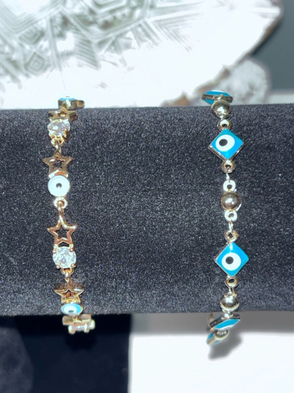 Two 18k yellow gold plated Evil Eye Bracelets